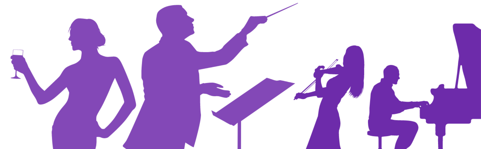 Silhouette graphic of musicians performing